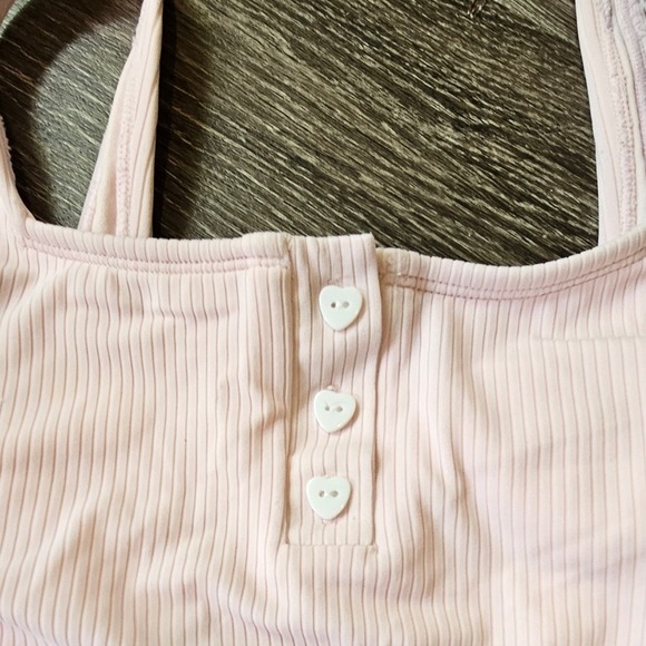 Stoney Clover Lane for Target Pink Ribbed One Piece Swimsuit Heart Accent Medium - Picture 7 of 7